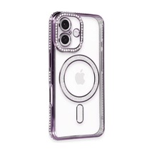 Newface Apple İphone 16 Kılıf Joke Simli Magneticsafe Kılıf - Derin Mor