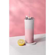 304 L Çelik 0,5 L Pembe Beyaz Degrade Pipetli El Termos Mug Cin913pm Pembe