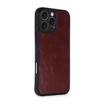 Bezos İphone 16 Pro Max Uyumlu Kılıf Aras Deri Kapak - Bordo Dmc