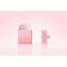 Puffmic Pembe Tüylü Kablosuz Tekli Yaka Mikrofonu Type-c Lighting Uyumlu Canlı Yayın Mikrofonu