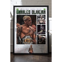 Charles Oliveira Ufc Siyah Ahşap Çerçeveli Poster, Dekoratif Dövüş Duvar Tablosu