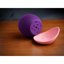 Bezos 3d Baskı Küre Saksı - Kafes Dokulu İki Parçalı Dekoratif Saksı - Mor-pembe Agc Standart
