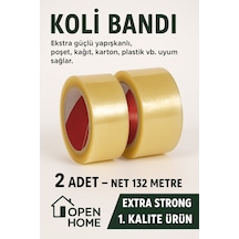 2 Adet-132 Metre Şeffaf Koli Bandı Extra Strong 40 Micron Kalınlık, Güçlü Yapışkan Diğer