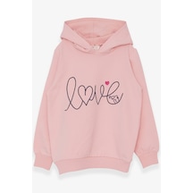 Breeze KIz Çocuk Sweatshirt Nakışlı Yazı Baskılı 2-6 Yaş, Pudra