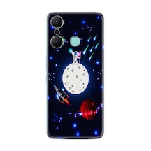 Infinix Hot 20 Kılıf Silikon Desen Özel Seri Ay ve Astronot 1694