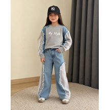 Kokoş Bebe My Style Kot Garnili 2 Li Kız Çocuk Takım - 4/12 Yaş - 31899 Gri