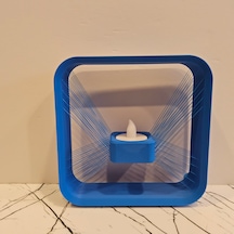 Masa Lambası 3 D Baskı - Kare- Mavi-