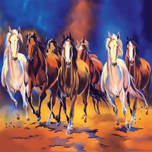 Koşan Atlar Sayılarla Boyama Seti - 40x50cm, Çerçeveli