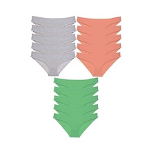 Hubrendy Tedarik 15 Adet Süper Eko Set Likralı Kadın Slip Külot Gri Pudra Yeşil Çok Renkli