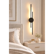 Premıum Modern Siyah Silindir Led Aplik 3 Renk Dekoratif Duvar Aydınlatması 8w 60 Cm