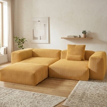 Relax Köşe Koltuk Takımı Sünger Koltuk Kanepe Divan Hardal