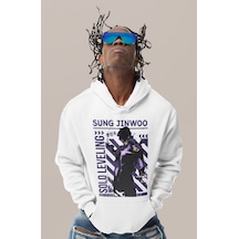 Sevbano Solo Leveling Sung Jin-woo Baskılı Unisex Oversize Anime Karakter beyaz