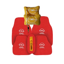 Opel Nakışlı Kırmızı Oto Halı Paspas Opel Sarı Araç Seyahat Boyun Yastığı & Opel Oto Aksesuar