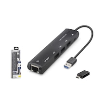 İetop Hdx7897 Usb Type-c 3.2 Gen1 Combo Hub Ethernet Gigabit 4 Port Siyah