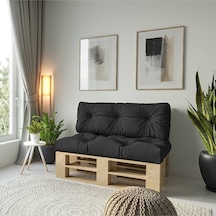 Bahçe & Balkon Palet Üstü Sırt Dayamalı Özel Dolgulu Kaliteli Yer Minderi 120x80 Cm Siyah