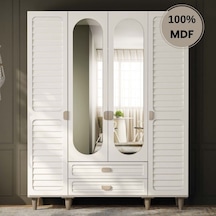 Lavanta 4 Kapak Mdf Ayaklı Tasarım Gardırop Aytaşı