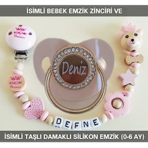 Sahi Aksesuar İsimli Emzik Zinciri Ve İsimli Silikon Emzik 0-6 Ay Bezyı430 Lila - Turuncu