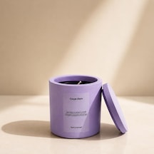 Tiem Concept%100 Doğal Soya Mumu - 220g Lavanta Kokulu Dekoratif Beton Saksılı Kokulu Mum - Kapaklı Ve El Yapımı M Çok Renkli