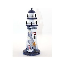 Ahşap Marin Deniz Feneri - 17x10cm Çok Renkli