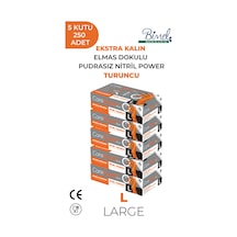 Nitril Turuncu Power Pudrasız Muayene Eldiveni L - 5 Paket 50 Li
