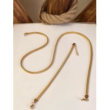 Gold Renk İtalyan Model 319l Hasır Çelik Kolye&bileklik Set