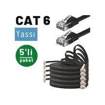 5 adet IRENIS CAT6 Kablo Yassı Ethernet Ağ Kablosu, 25 cm Siyah
