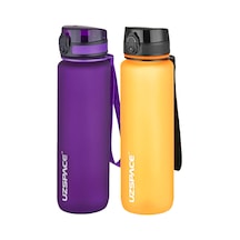 Uzspace 2'li Tritan Matara Seti 1000 Ml Büyük Boy 14 Farklı Renk Seçeneği Fiftyfifty -3038seta Mor-Turuncu
