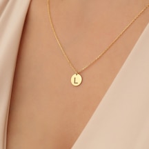 Nox Jewelry 925 Ayar Gümüş Yuvarlak Plakalı Harf Kolye