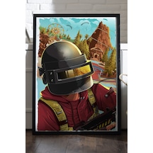 Pubg Siyah Ahşap Çerçeveli Poster, Dekoratif Oyun Duvar Tablosu