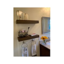 Dekoratif Doğal Ahşap 2 Li 50 X 20 X 4 Cm Gizli Aparatlı Raf Ahşap