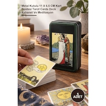 5 Adet Tarot Kartı Metal Kutulu 11 X 6,5 Cm Kart Destesi Tarot Cards Deck Kehanet Ve Meditasyon