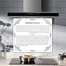Decorita Cam Ocak Arkası Koruyucu Bereket Duası Beyaz Fon 52 CM x 60 CM