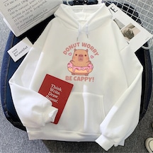 Startmore Beyaz Capybara Endişelenmeyin Cappy Sudaderas Con Capuchasıcak Beyaz