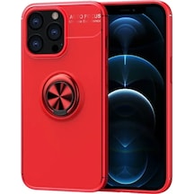 Apple Uyumlu,  iPhone 13 Pro Max Kılıf Range Yüzüklü Silikon - Kırmızı