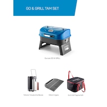 Guruss Go & Grill Barbekü Mangal Tam Set Mavi Model:grs12