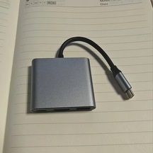 Sunshine011 3 Lü 1 Usb-c Hdtv Dock 4k Projektör Usb 3.0 Kart Okuyucu Pd Black Line Gray