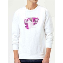 Billi E Eilish Logosu Blosh Baskılı Beyaz Erkek Sweatshirt