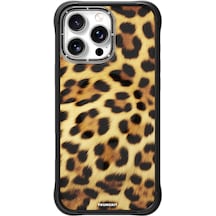 İphone 15 Pro Max Uyumlu Kılıf M-safe Şarj Özellikli Youngkit Leopard Serisi Kapak Kahverengi Kahverengi