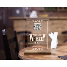 BK Gift Restoran & Cafe & Barlara Özel Ahşap Standlı Pleksi QR Ko