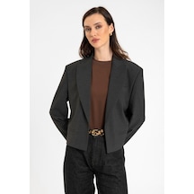 Antioch Relax Fit Düğmesiz Crop Kadın Blazer Ceket Antrasit