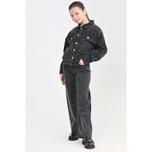 Modanino Kız Çocuk Jean Takım-taş Süslemeli Ceket+pantolon 12452 Siyah