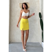 Verymoda Pullu Kot Etek D2853 Sarı