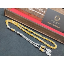 Ahşap Kutulu 475 Ayar Gümüş Püsküllü Kali Ngrad Kaya Damla 7.51 G Açık Gri