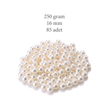 250 Gram 16mm Krem Renk Plastik İnci Boncuk Çanta Ve Takı Yapım B