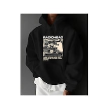 Herkesemoda Radiohead Baskı Detaylı Kapüşonlu Sweatshırt Siyah Siyah