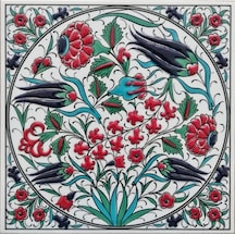 Armada Çini 20X20 Cm Ed 302 Turkuaz Beyaz Sümbül El Dekoru Pano