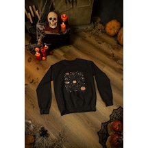 Magors Stıl-x Happy Halloween - Cadılar Bayramı Baskılı Unısex Çocuk Sweatshırt Siyah-1