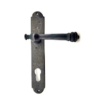 Antika Tarz Dekoratif Pirinç Taşra Yale Kapı Kolu - 220x35 Mm, Oksit Çok Renkli