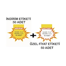 İndirim / Özel Fiyat Baskılı Yıldızlı Fiyat Etiketi 15x12 Cm 50+50 Ad.set