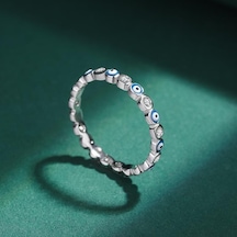 Altın Yaratıcı Safir Göz Yuvarlak Tam Elmas Kristal Çift Yüzük Kadınlar Için Emaye Mavi Gümüş Düğün Hediyesi Takı